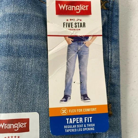 New Wrangler Jeans Boys 10 Husky Taper Fit Stretch - Picture 4 of 9